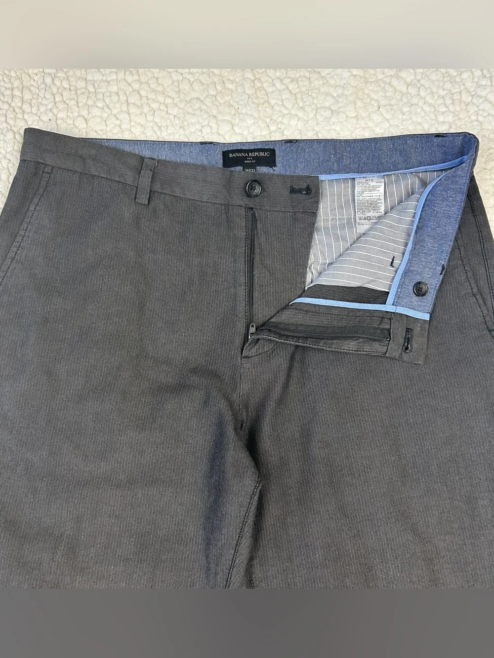 Banana Republic Aiden Fit Pants Mens Size 36W Gray Flat Front Chino